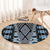 Blue Aotearoa Tukutuku and Poutama Motif Round Carpet