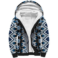 Blue Aotearoa Tukutuku and Poutama Motif Sherpa Hoodie