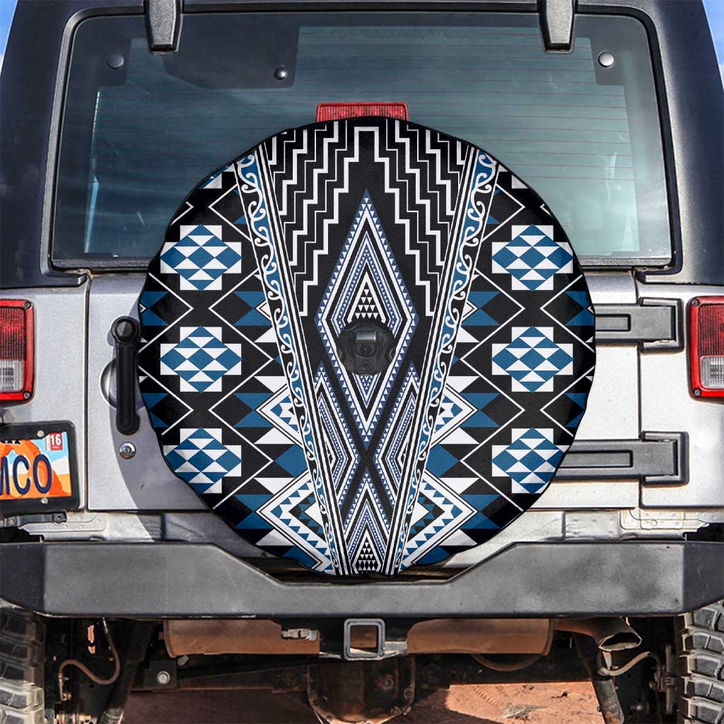 Blue Aotearoa Tukutuku and Poutama Motif Spare Tire Cover