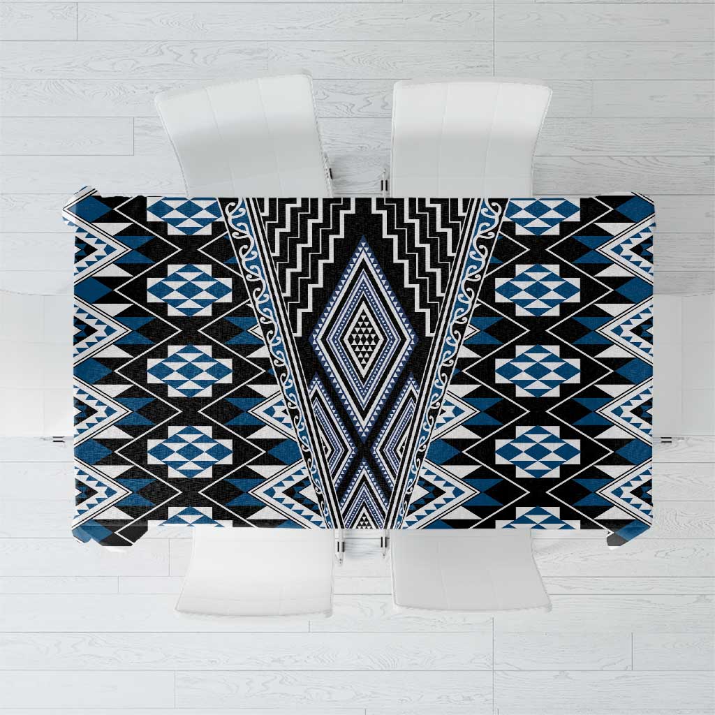 Blue Aotearoa Tukutuku and Poutama Motif Tablecloth