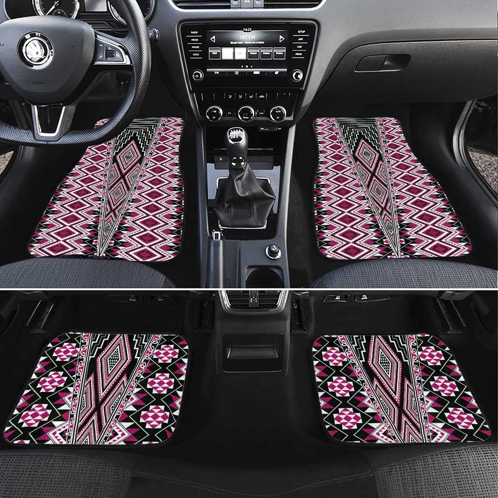 Pink Aotearoa Tukutuku and Poutama Motif Car Mats