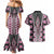 Pink Aotearoa Tukutuku and Poutama Motif Couples Matching Mermaid Dress and Hawaiian Shirt