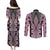 Pink Aotearoa Tukutuku and Poutama Motif Couples Matching Puletasi and Long Sleeve Button Shirt