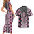 Pink Aotearoa Tukutuku and Poutama Motif Couples Matching Short Sleeve Bodycon Dress and Hawaiian Shirt