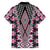 Pink Aotearoa Tukutuku and Poutama Motif Family Matching Long Sleeve Bodycon Dress and Hawaiian Shirt