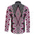 Pink Aotearoa Tukutuku and Poutama Motif Family Matching Off The Shoulder Long Sleeve Dress and Hawaiian Shirt