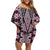 Pink Aotearoa Tukutuku and Poutama Motif Family Matching Off Shoulder Short Dress and Hawaiian Shirt