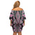 Pink Aotearoa Tukutuku and Poutama Motif Family Matching Off Shoulder Short Dress and Hawaiian Shirt