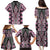 Pink Aotearoa Tukutuku and Poutama Motif Family Matching Puletasi and Hawaiian Shirt