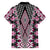 Pink Aotearoa Tukutuku and Poutama Motif Family Matching Short Sleeve Bodycon Dress and Hawaiian Shirt