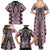 Pink Aotearoa Tukutuku and Poutama Motif Family Matching Summer Maxi Dress and Hawaiian Shirt