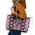 Pink Aotearoa Tukutuku and Poutama Motif Leather Tote Bag