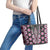 Pink Aotearoa Tukutuku and Poutama Motif Leather Tote Bag