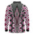 Pink Aotearoa Tukutuku and Poutama Motif Long Sleeve Polo Shirt