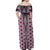 Pink Aotearoa Tukutuku and Poutama Motif Off Shoulder Maxi Dress