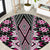 Pink Aotearoa Tukutuku and Poutama Motif Round Carpet