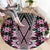 Pink Aotearoa Tukutuku and Poutama Motif Round Carpet