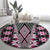 Pink Aotearoa Tukutuku and Poutama Motif Round Carpet