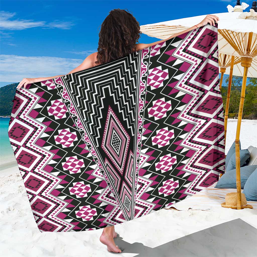 Pink Aotearoa Tukutuku and Poutama Motif Sarong