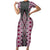 Pink Aotearoa Tukutuku and Poutama Motif Short Sleeve Bodycon Dress