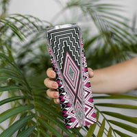 Pink Aotearoa Tukutuku and Poutama Motif Skinny Tumbler