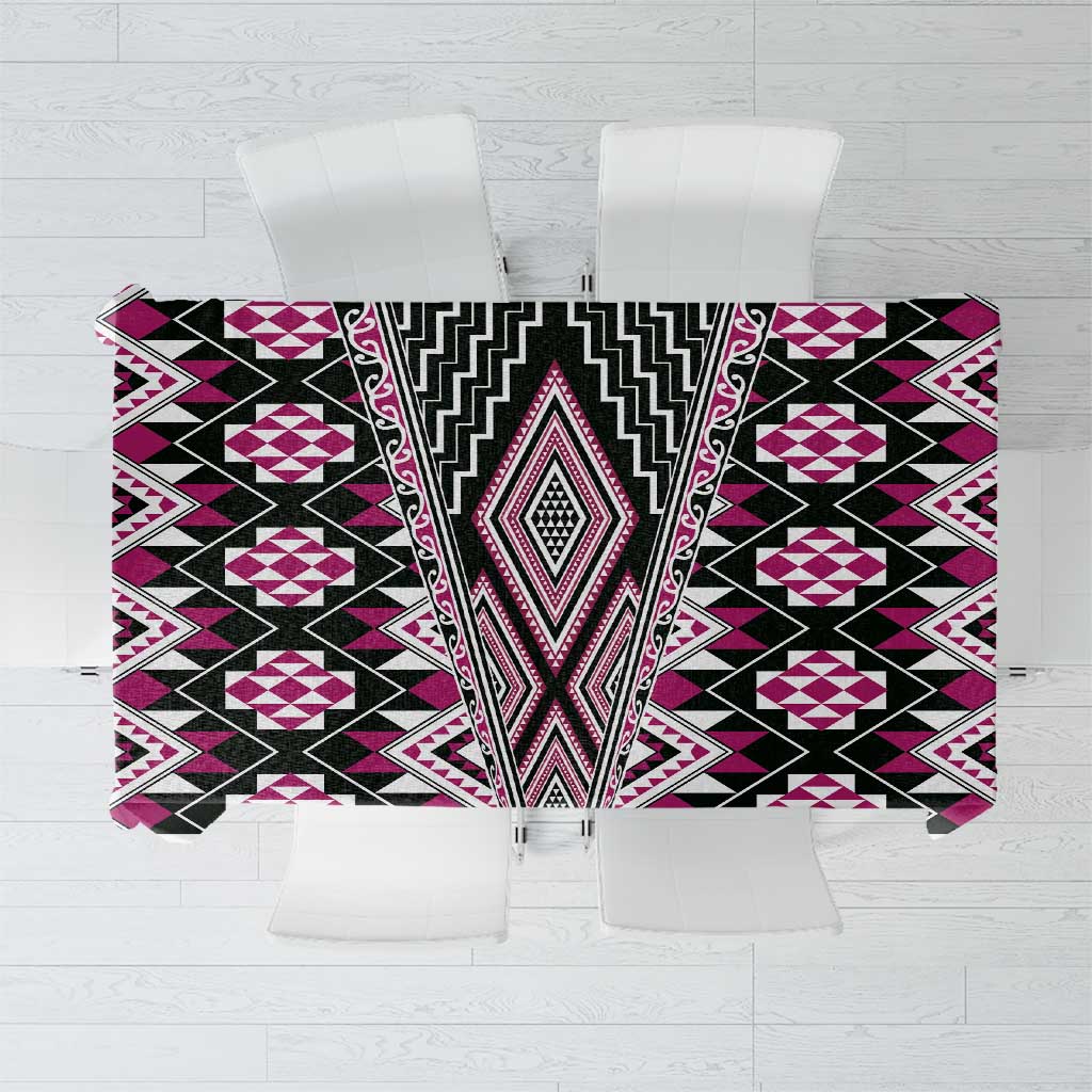 Pink Aotearoa Tukutuku and Poutama Motif Tablecloth