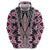 Pink Aotearoa Tukutuku and Poutama Motif Zip Hoodie
