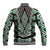 Green Aotearoa Tukutuku and Poutama Motif Baseball Jacket