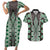 Green Aotearoa Tukutuku and Poutama Motif Couples Matching Short Sleeve Bodycon Dress and Hawaiian Shirt