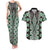 Green Aotearoa Tukutuku and Poutama Motif Couples Matching Tank Maxi Dress and Hawaiian Shirt