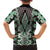 Green Aotearoa Tukutuku and Poutama Motif Family Matching Long Sleeve Bodycon Dress and Hawaiian Shirt