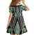 Green Aotearoa Tukutuku and Poutama Motif Family Matching Long Sleeve Bodycon Dress and Hawaiian Shirt