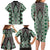 Green Aotearoa Tukutuku and Poutama Motif Family Matching Long Sleeve Bodycon Dress and Hawaiian Shirt