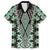 Green Aotearoa Tukutuku and Poutama Motif Family Matching Long Sleeve Bodycon Dress and Hawaiian Shirt