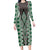 Green Aotearoa Tukutuku and Poutama Motif Family Matching Long Sleeve Bodycon Dress and Hawaiian Shirt