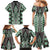 Green Aotearoa Tukutuku and Poutama Motif Family Matching Mermaid Dress and Hawaiian Shirt