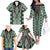 Green Aotearoa Tukutuku and Poutama Motif Family Matching Off The Shoulder Long Sleeve Dress and Hawaiian Shirt