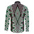 Green Aotearoa Tukutuku and Poutama Motif Family Matching Off The Shoulder Long Sleeve Dress and Hawaiian Shirt