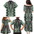 Green Aotearoa Tukutuku and Poutama Motif Family Matching Puletasi and Hawaiian Shirt