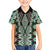 Green Aotearoa Tukutuku and Poutama Motif Family Matching Puletasi and Hawaiian Shirt