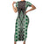 Green Aotearoa Tukutuku and Poutama Motif Family Matching Short Sleeve Bodycon Dress and Hawaiian Shirt