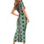 Green Aotearoa Tukutuku and Poutama Motif Family Matching Short Sleeve Bodycon Dress and Hawaiian Shirt