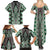 Green Aotearoa Tukutuku and Poutama Motif Family Matching Summer Maxi Dress and Hawaiian Shirt