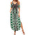 Green Aotearoa Tukutuku and Poutama Motif Family Matching Summer Maxi Dress and Hawaiian Shirt