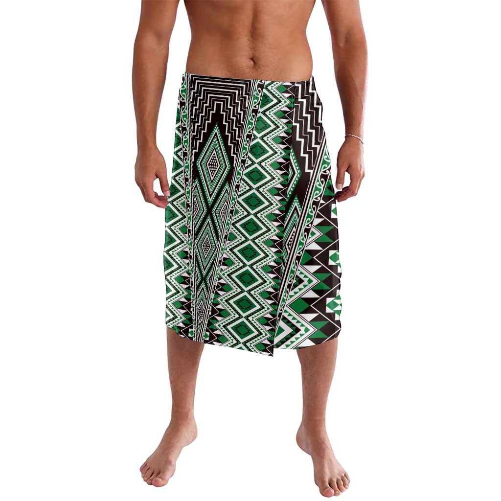 Green Aotearoa Tukutuku and Poutama Motif Lavalava