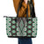 Green Aotearoa Tukutuku and Poutama Motif Leather Tote Bag