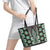 Green Aotearoa Tukutuku and Poutama Motif Leather Tote Bag