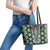 Green Aotearoa Tukutuku and Poutama Motif Leather Tote Bag