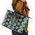 Green Aotearoa Tukutuku and Poutama Motif Leather Tote Bag