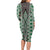 Green Aotearoa Tukutuku and Poutama Motif Long Sleeve Bodycon Dress